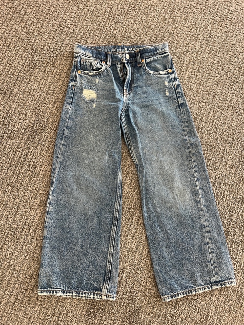 GAP Distressed Wide-Leg Blue Jeans
